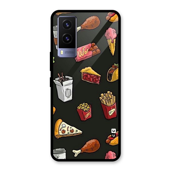 Foodie Pattern Glass Back Case for Vivo V21e 5G