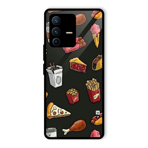 Foodie Pattern Glass Back Case for Vivo V23 Pro