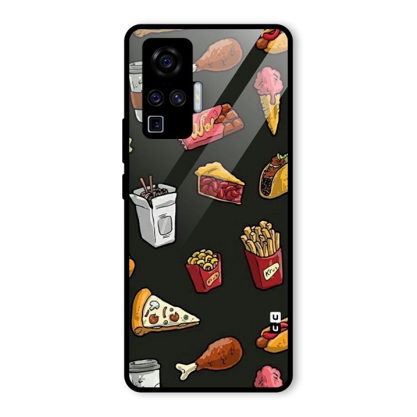 Foodie Pattern Glass Back Case for Vivo X50 Pro