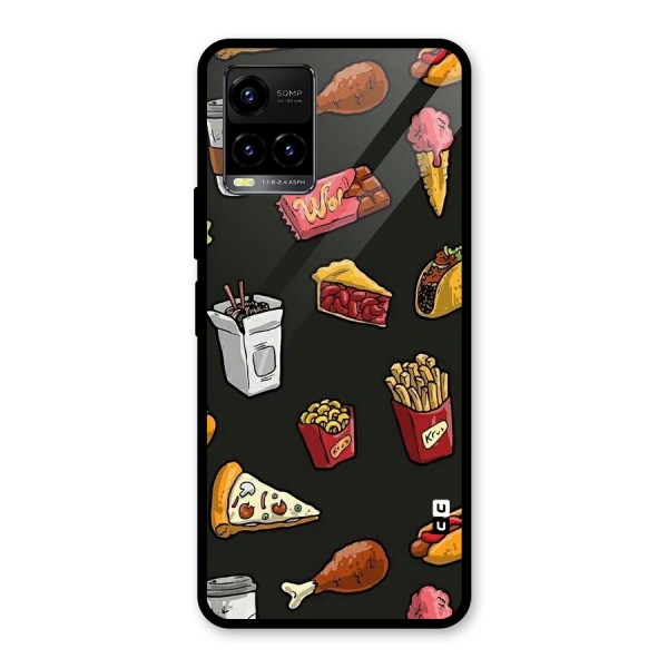 Foodie Pattern Glass Back Case for Vivo Y21 2021