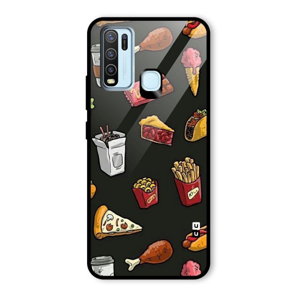 Foodie Pattern Glass Back Case for Vivo Y50