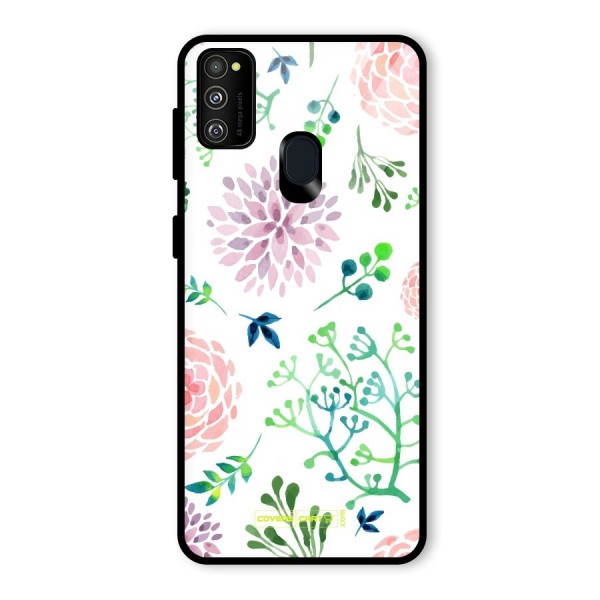 Fresh Floral Glass Back Case for Galaxy M21