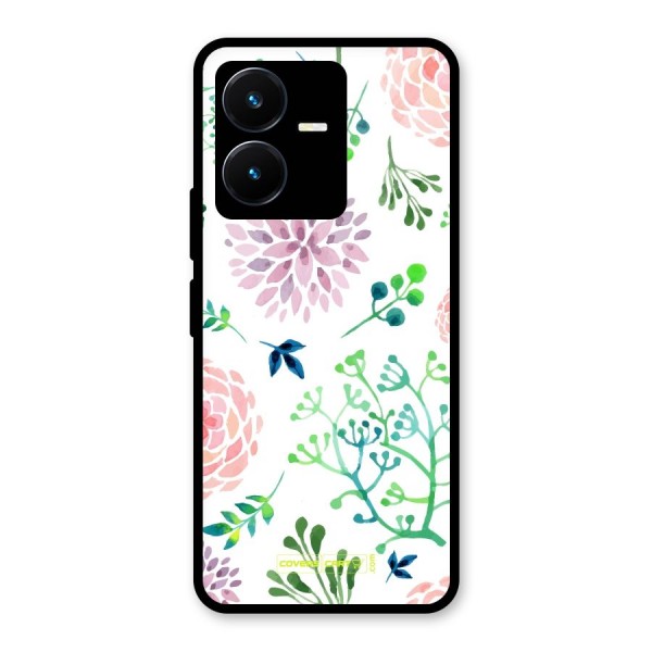 Fresh Floral Glass Back Case for Vivo Y22