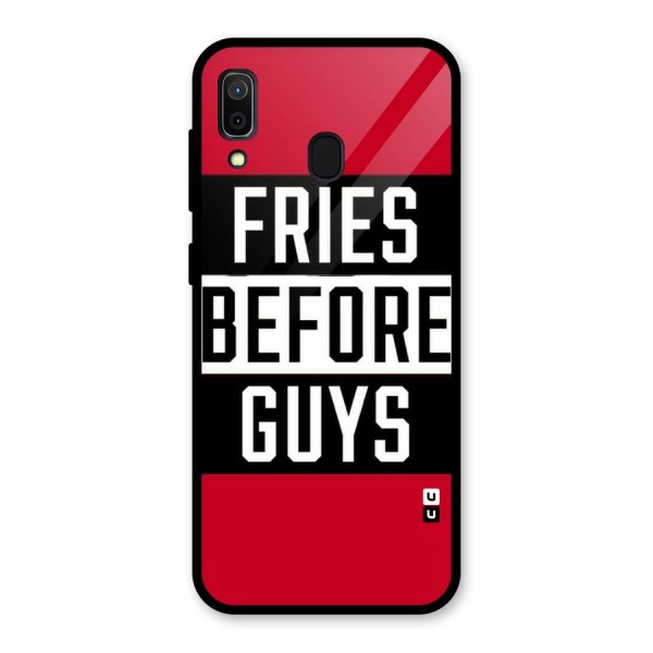 Fries Love Stripes Glass Back Case for Galaxy A30