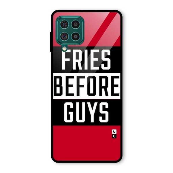 Fries Love Stripes Glass Back Case for Galaxy F62