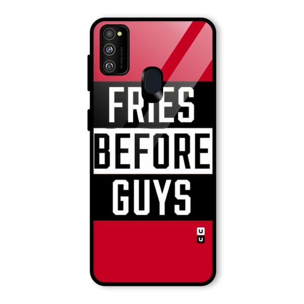 Fries Love Stripes Glass Back Case for Galaxy M21