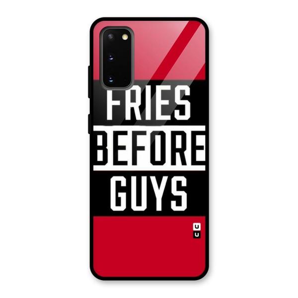 Fries Love Stripes Glass Back Case for Galaxy S20