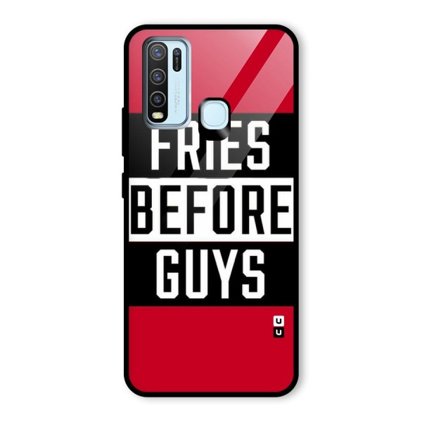 Fries Love Stripes Glass Back Case for Vivo Y30