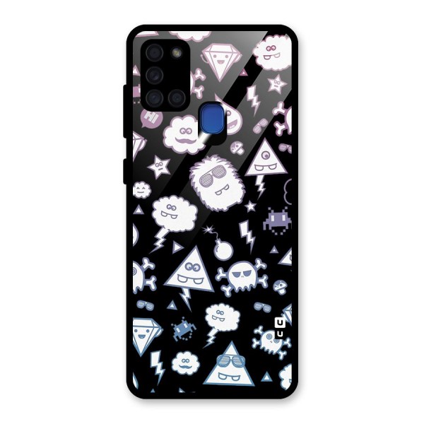 Funny Faces Glass Back Case for Galaxy A21s