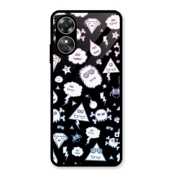 Funny Faces Glass Back Case for Oppo A17