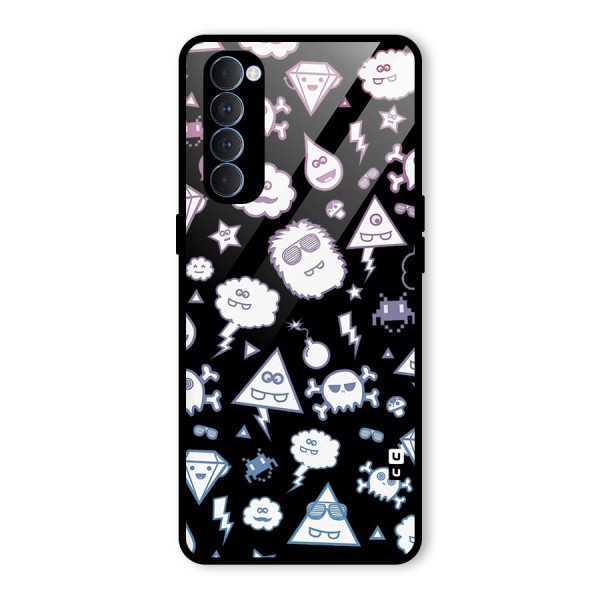 Funny Faces Glass Back Case for Oppo Reno4 Pro