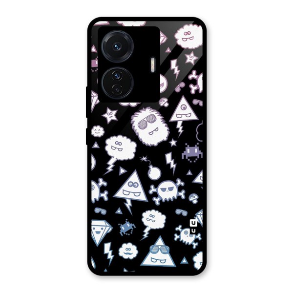 Funny Faces Glass Back Case for Vivo T1 Pro