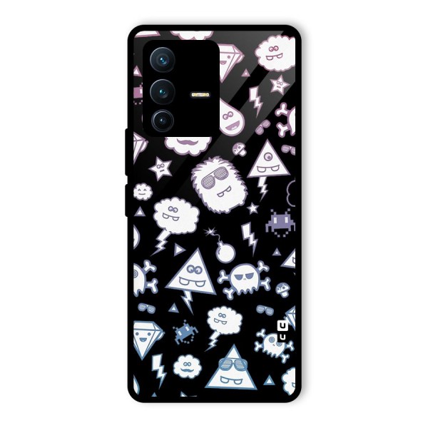 Funny Faces Glass Back Case for Vivo V23 Pro