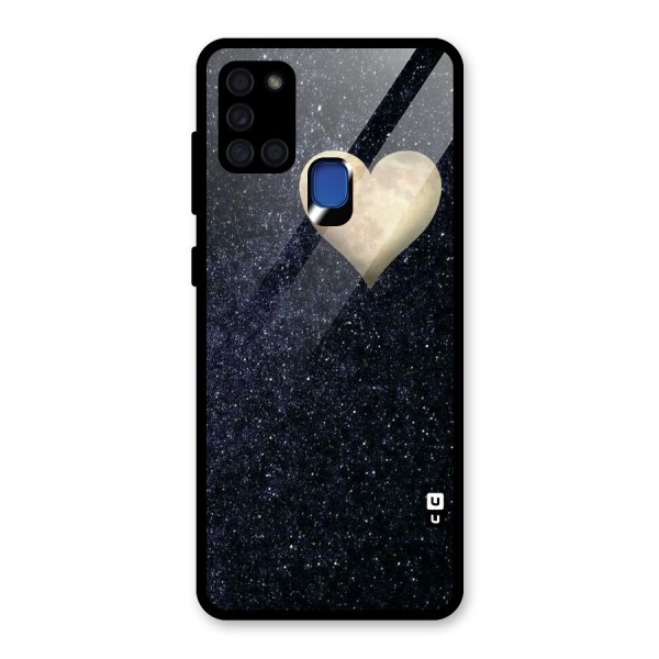 Galaxy Space Heart Glass Back Case for Galaxy A21s