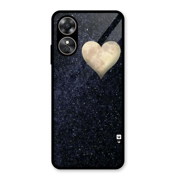 Galaxy Space Heart Glass Back Case for Oppo A17