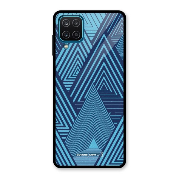 Geometric Blue Print Glass Back Case for Galaxy A12