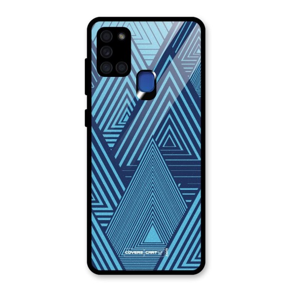 Geometric Blue Print Glass Back Case for Galaxy A21s