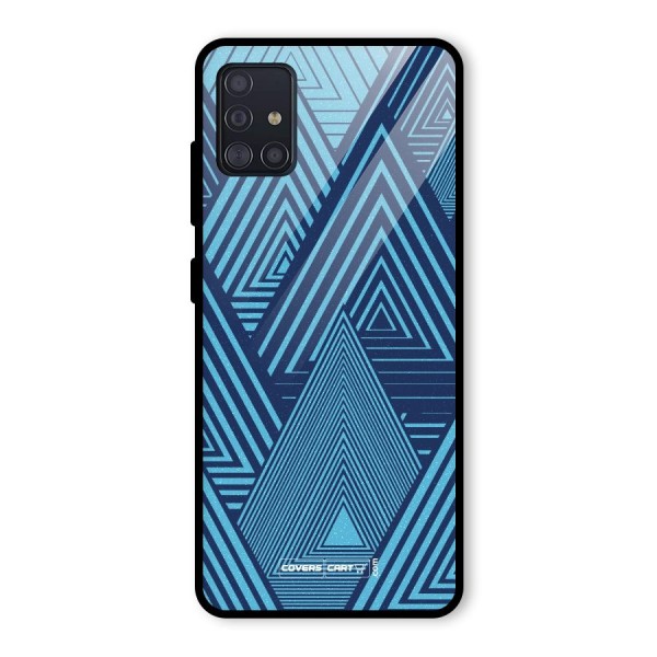 Geometric Blue Print Glass Back Case for Galaxy A51