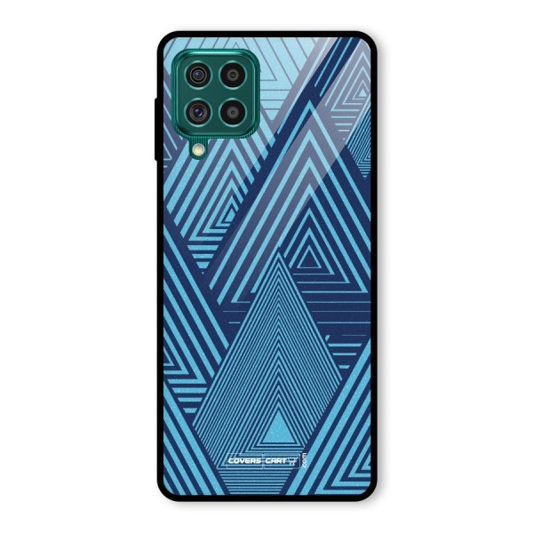 Geometric Blue Print Glass Back Case for Galaxy F62