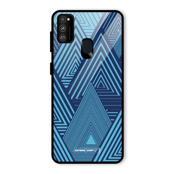 Geometric Blue Print Glass Back Case for Galaxy M21