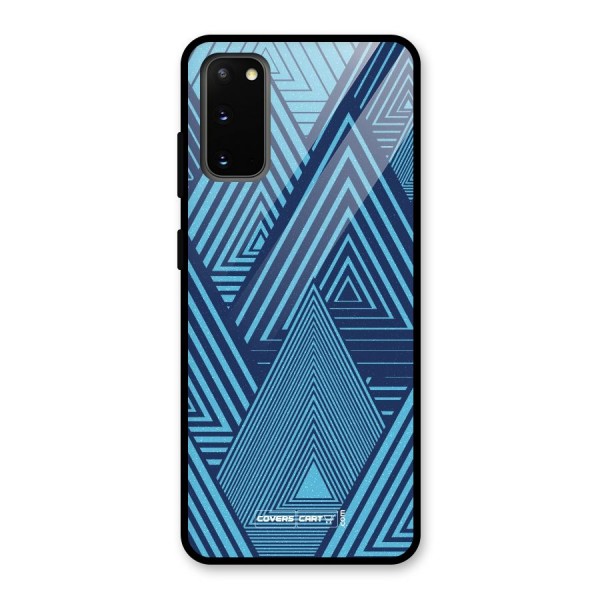 Geometric Blue Print Glass Back Case for Galaxy S20