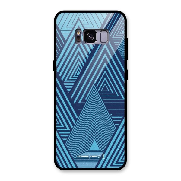 Geometric Blue Print Glass Back Case for Galaxy S8