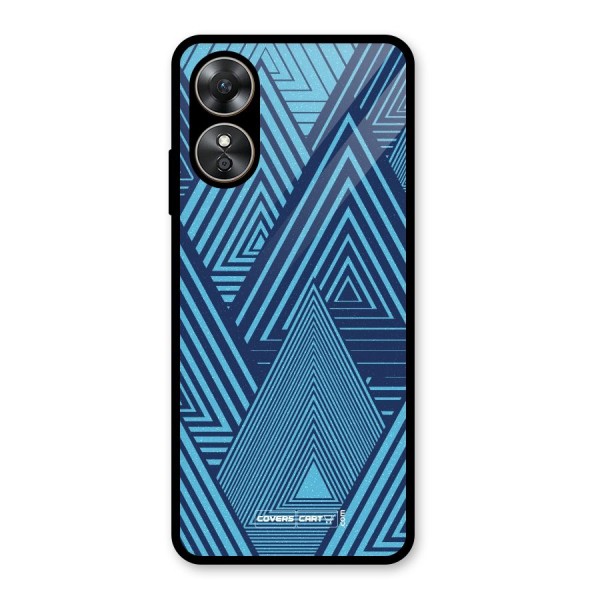 Geometric Blue Print Glass Back Case for Oppo A17