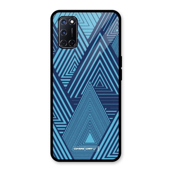 Geometric Blue Print Glass Back Case for Oppo A52