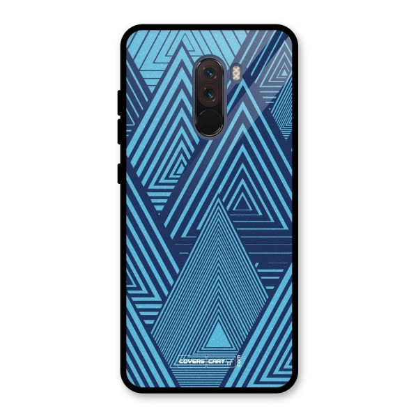 Geometric Blue Print Glass Back Case for Poco F1