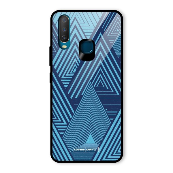 Geometric Blue Print Glass Back Case for Vivo Y12