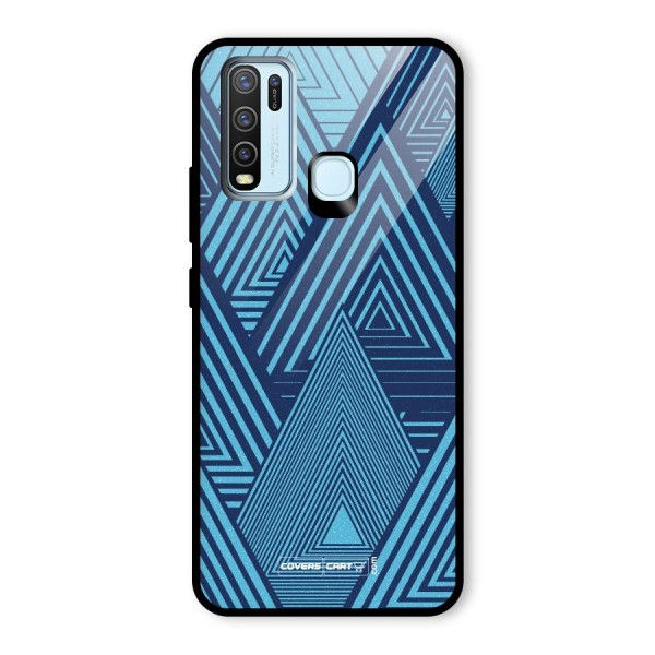 Geometric Blue Print Glass Back Case for Vivo Y30