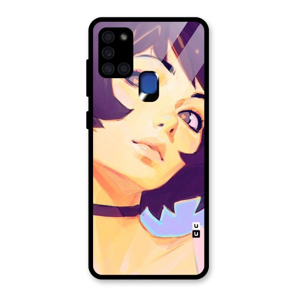 Girl Face Art Glass Back Case for Galaxy A21s