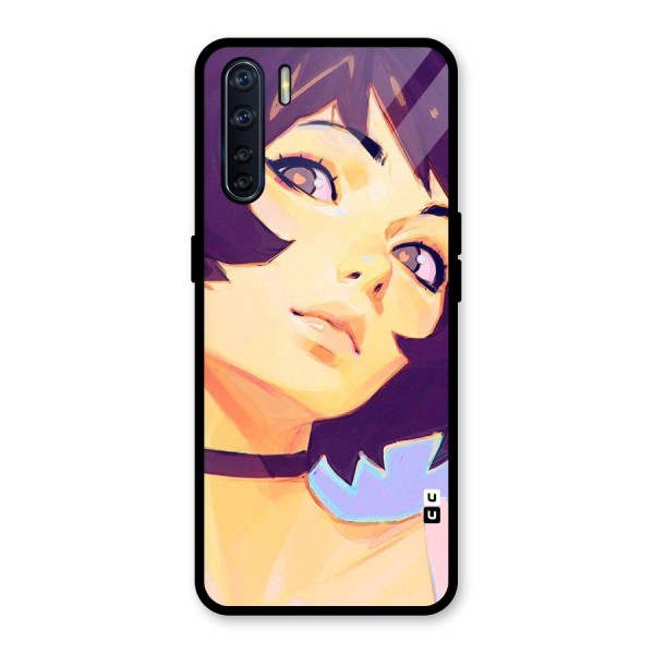 Girl Face Art Glass Back Case for Oppo F15