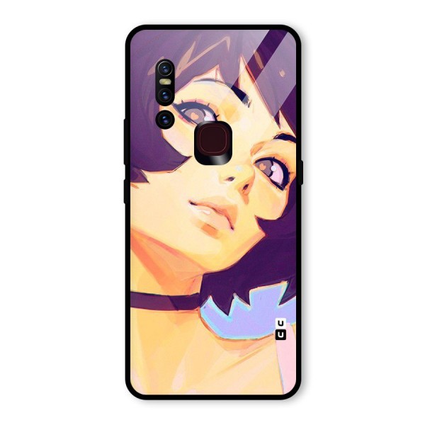 Girl Face Art Glass Back Case for Vivo V15