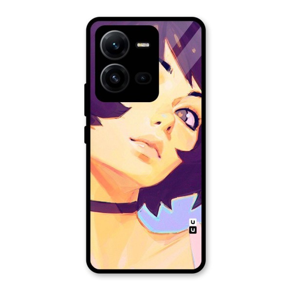 Girl Face Art Glass Back Case for Vivo V25