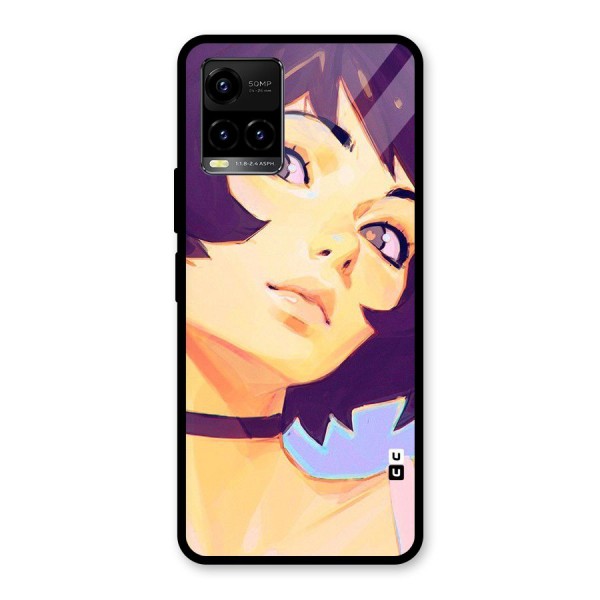 Girl Face Art Glass Back Case for Vivo Y21G