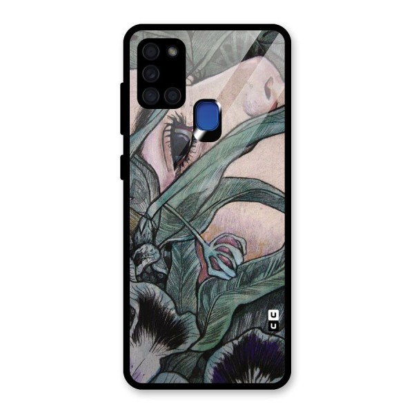 Girl Grass Art Glass Back Case for Galaxy A21s