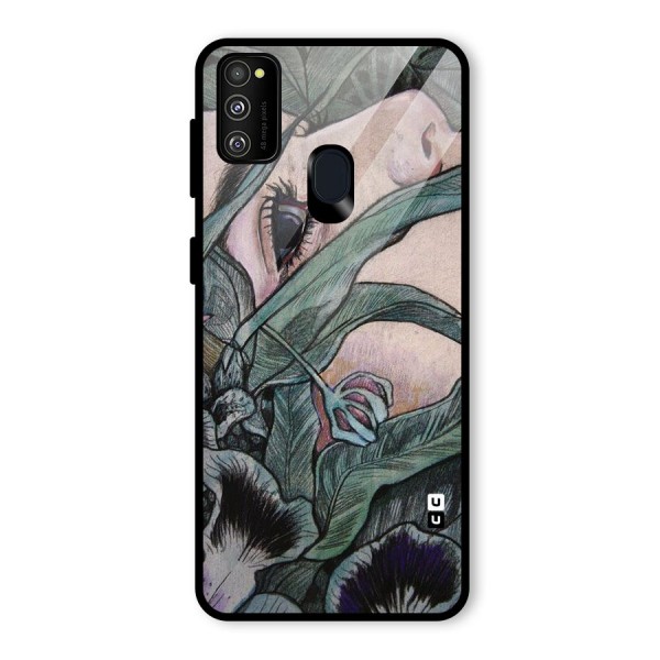 Girl Grass Art Glass Back Case for Galaxy M21