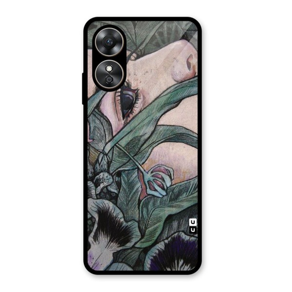 Girl Grass Art Glass Back Case for Oppo A17