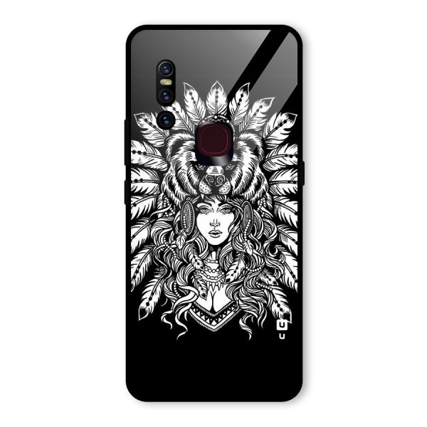 Girl Pattern Art Glass Back Case for Vivo V15