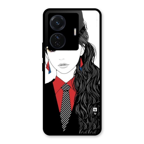 Girl Tie Glass Back Case for Vivo T1 Pro