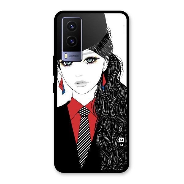 Girl Tie Glass Back Case for Vivo V21e 5G