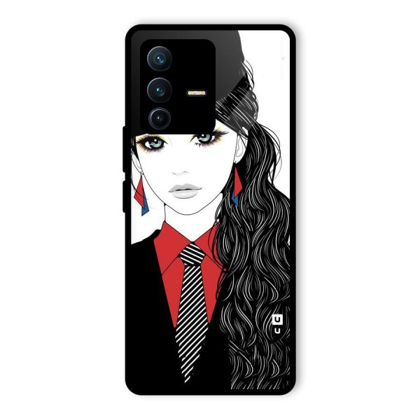 Girl Tie Glass Back Case for Vivo V23 Pro