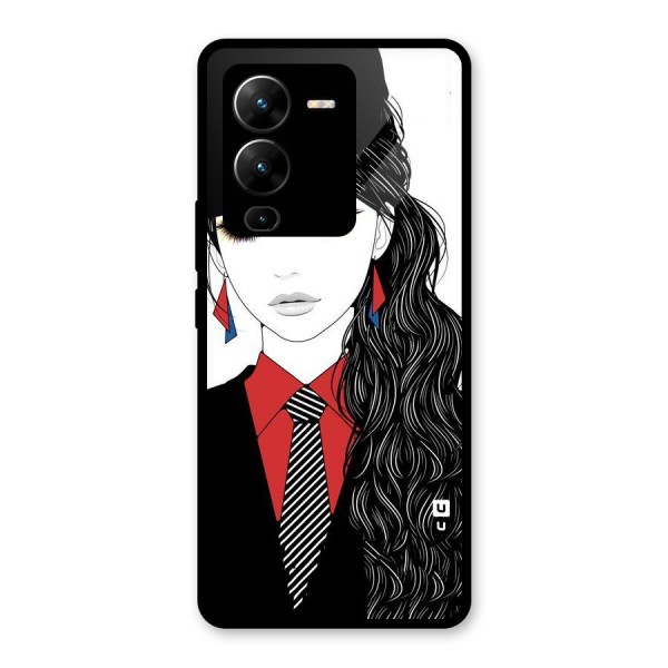 Girl Tie Glass Back Case for Vivo V25 Pro