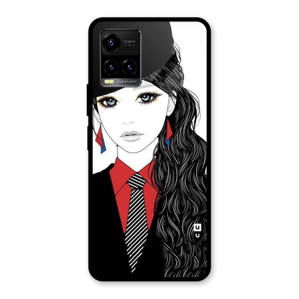 Girl Tie Glass Back Case for Vivo Y21 2021