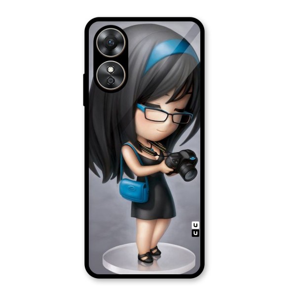 Girl With Camera Glass Back Case for Oppo A17