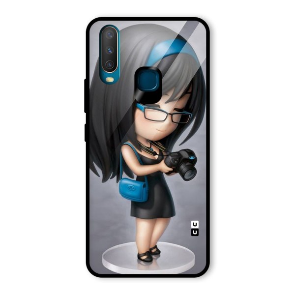 Girl With Camera Glass Back Case for Vivo Y12