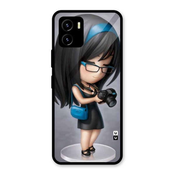 Girl With Camera Glass Back Case for Vivo Y15s