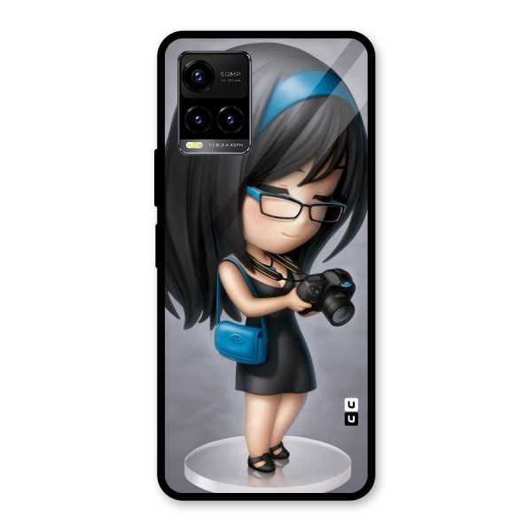 Girl With Camera Glass Back Case for Vivo Y21A