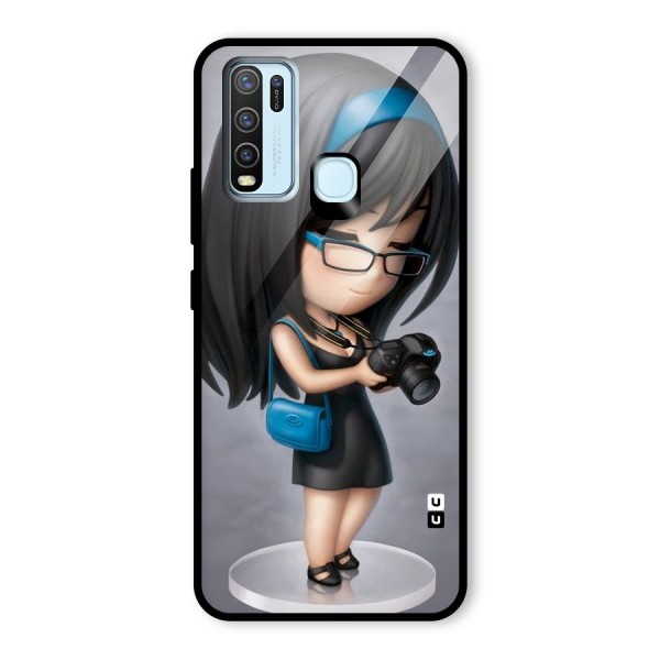 Girl With Camera Glass Back Case for Vivo Y30